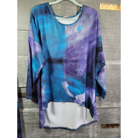 Women's Blue and Purple Tie-Dye Pajama Set - Picture 2 of 12